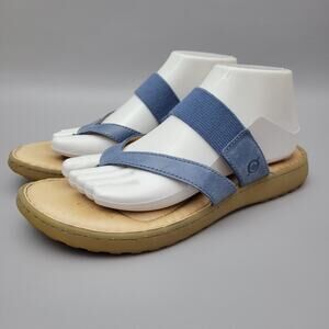 Born Nevis Thong Comfort Sandals Full Grain Blue Leather Slide Women’s Size 10